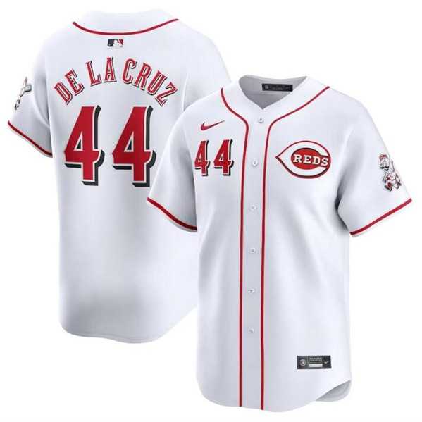 Mens Cincinnati Reds #44 Elly De La Cruz White Home Limited Baseball Stitched Jersey Dzhi->cincinnati reds->MLB Jersey